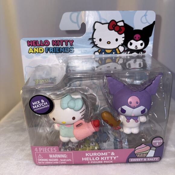 Hello Kitty & Friends 2 Figure Set Sweet & Salty Kuromi & Hello Kitty New - Picture 1 of 4